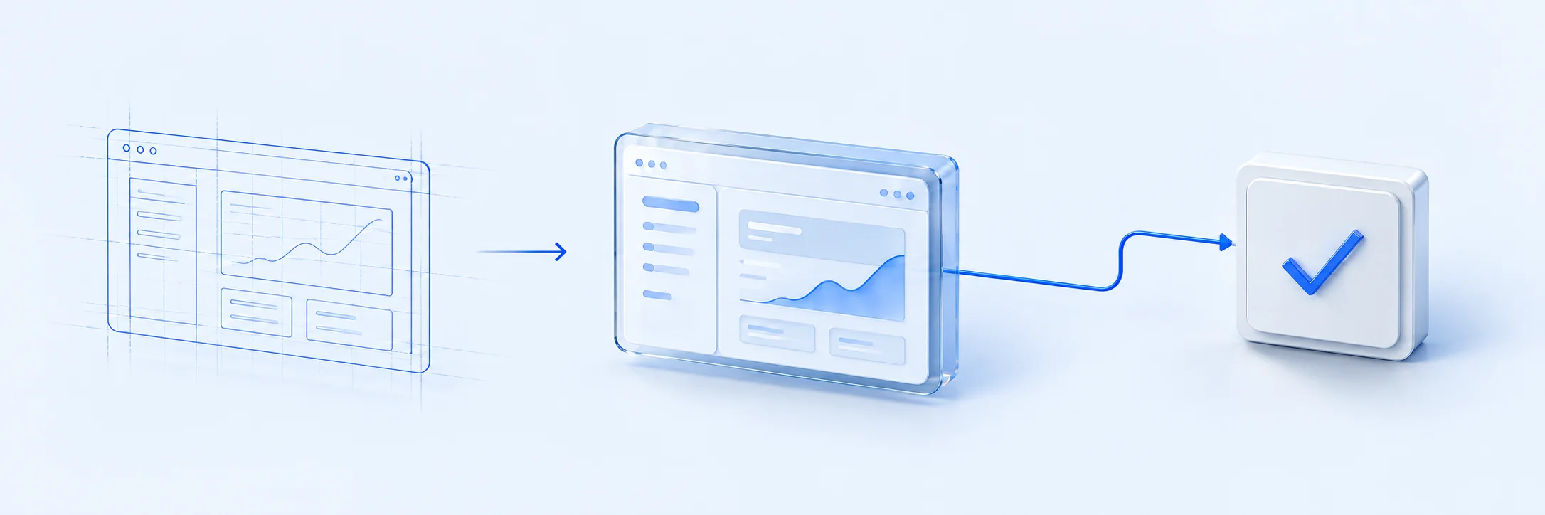 An architectural blueprint becomes working software, then a reviewed and refined solution.